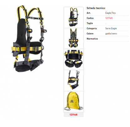 Imbracatura Anticaduta con 2 punti  attacco dorsale e sternale